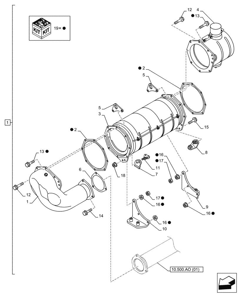 Схема запчастей Case AQ-4HK1XASS01 - (10.500.AO[02]) - SELECTIVE CATALYTIC, REDUCTION, MUFFLER (10) - ENGINE