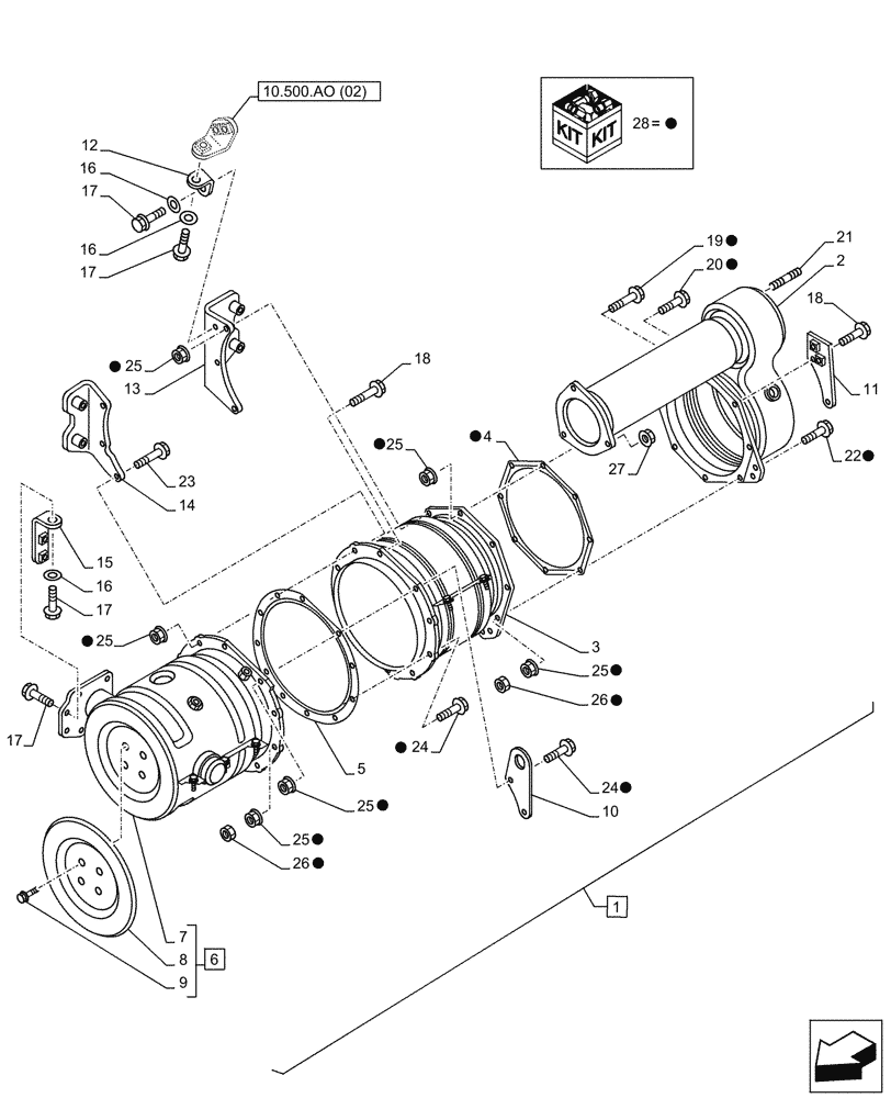 Схема запчастей Case AQ-4HK1XASS01 - (10.500.AO[01]) - SELECTIVE CATALYTIC, REDUCTION, MUFFLER (10) - ENGINE