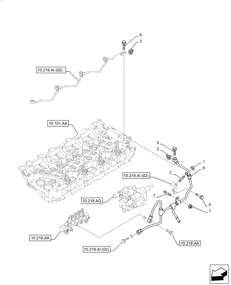 Схема запчастей Case AQ-4HK1XASS01 - (10.218.AI[01]) - FUEL INJECTOR, LINE (10) - ENGINE