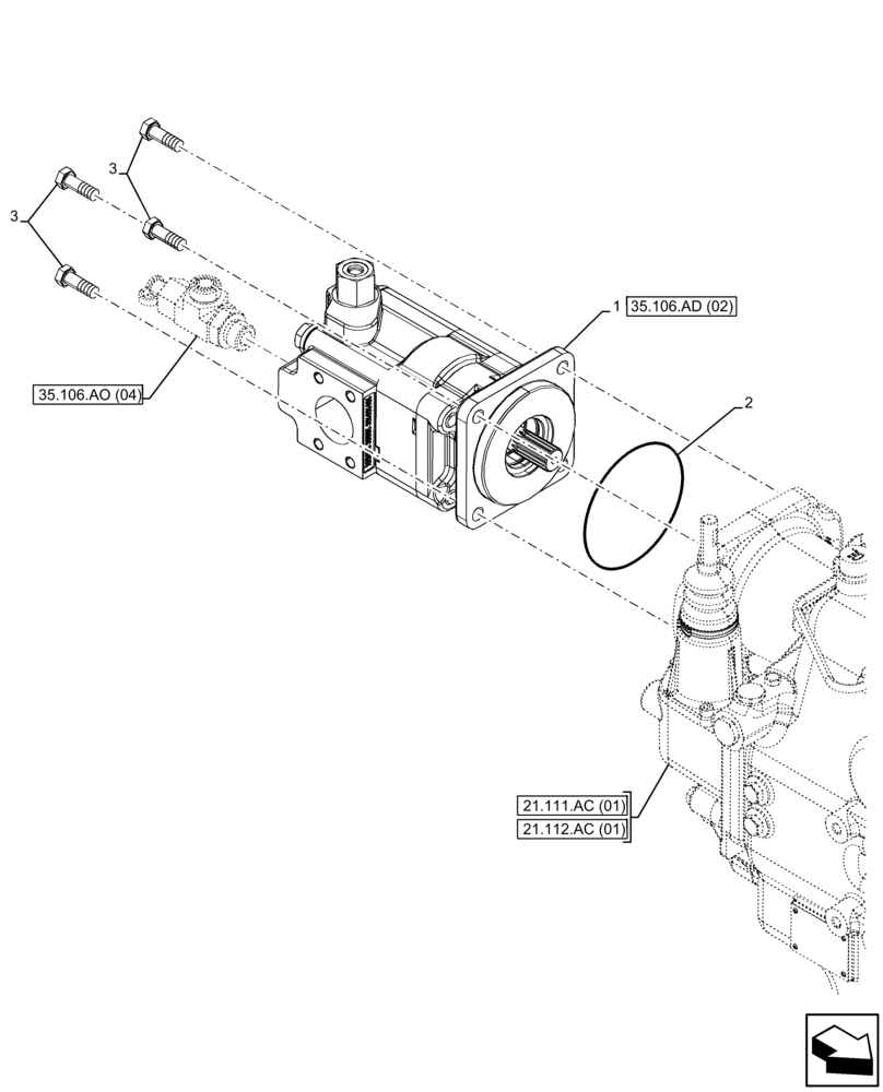 Схема запчастей Case 580N EP - (35.106.AD[01]) - HYDRAULIC PUMP (35) - HYDRAULIC SYSTEMS