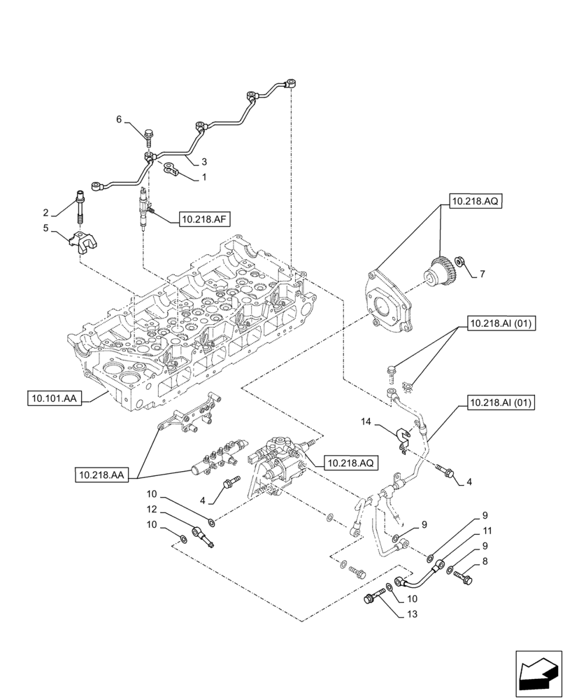 Схема запчастей Case AQ-4HK1XASS01 - (10.218.AI[02]) - FUEL INJECTOR, LINE (10) - ENGINE