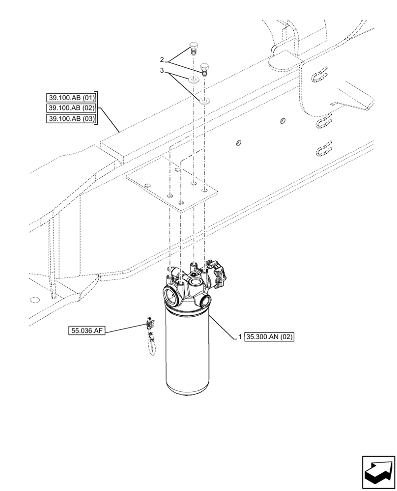 Схема запчастей Case 580N EP - (35.300.AN[01]) - HYDRAULIC SYSTEM, OIL FILTER (35) - HYDRAULIC SYSTEMS