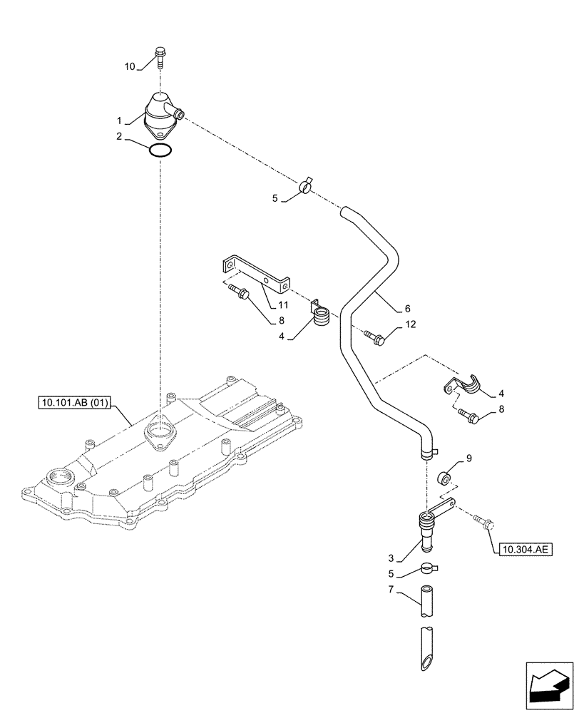 Схема запчастей Case AQ-4HK1XASS01 - (10.304.AP) - ENGINE, BREATHER (10) - ENGINE
