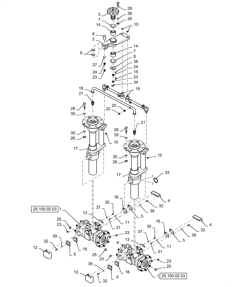 Схема запчастей Case PT240 - (25.100.01[03]) - FRONT AXLE MOUNT - ASN NENTN2717 (25) - FRONT AXLE SYSTEM