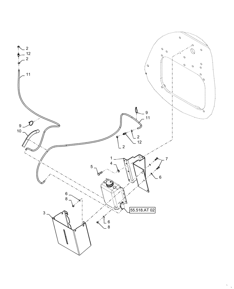 Схема запчастей Case 621F - (55.518.AT[01]) - WASHER BOTTLE INSTALLATION (55) - ELECTRICAL SYSTEMS