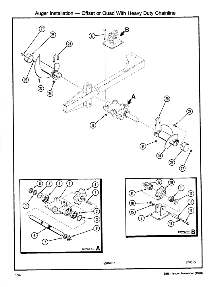 Схема запчастей Case DH5 - (134) - AUGER INSTALLATION - OFFSET OR QUAD WITH HEAVY DUTY CHAINLINE (89) - TOOLS