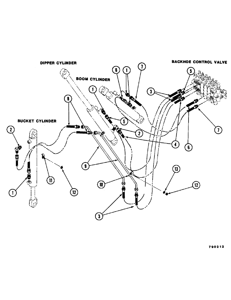 Схема запчастей Case D-70 - (32) - D-70 BOOM, DIPPER, BUCKET HYDRAULIC LINES 