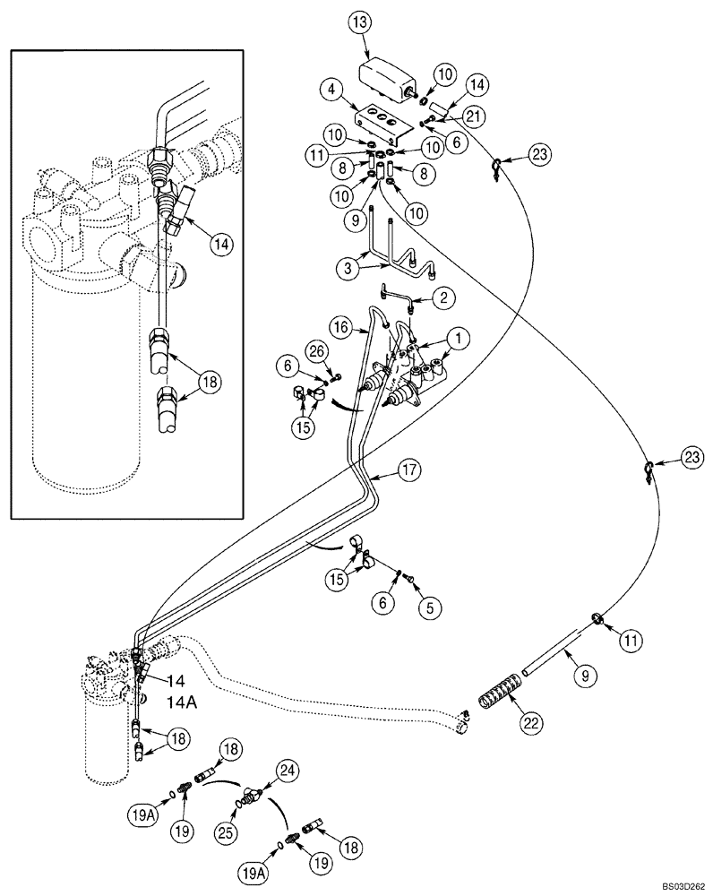 Схема запчастей Case 580SM - (07-04) - HYDRAULICS - BRAKE MASTER CYLINDER (07) - BRAKES