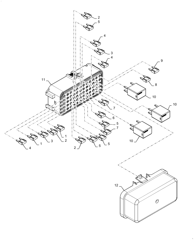 Схема запчастей Case SR250 - (55.100.DO[04]) - FUSE BOX #2, EH (55) - ELECTRICAL SYSTEMS