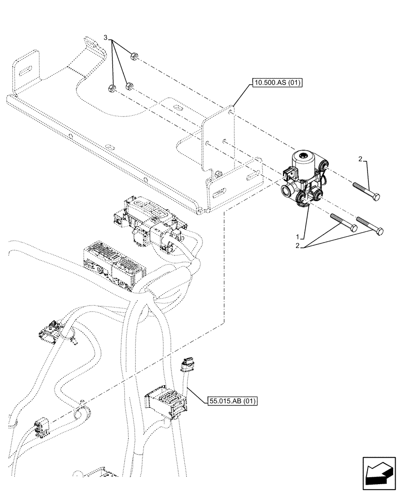 Схема запчастей Case 590SN - (55.988.AP) - DEF LINES, SOLENOID VALVE (55) - ELECTRICAL SYSTEMS