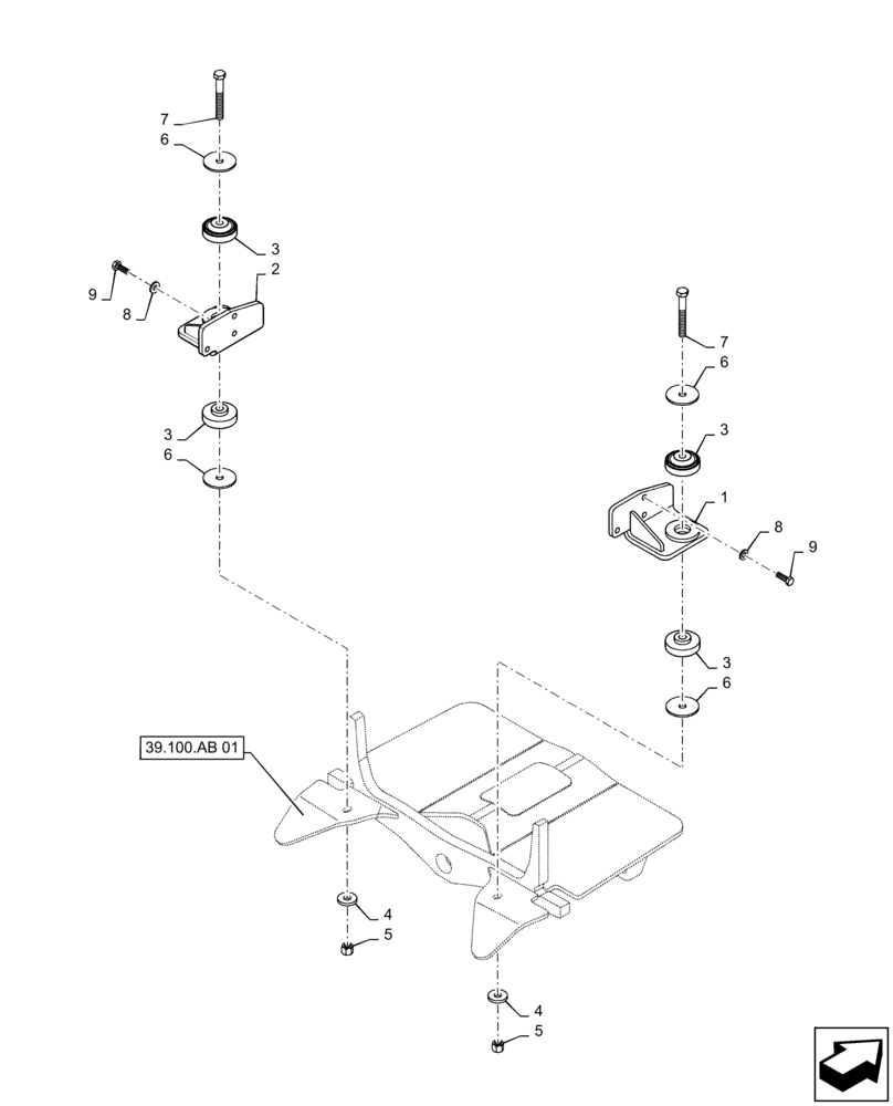 Схема запчастей Case 570N EP - (10.001.AK[01]) - ENGINE MOUNTING (10) - ENGINE