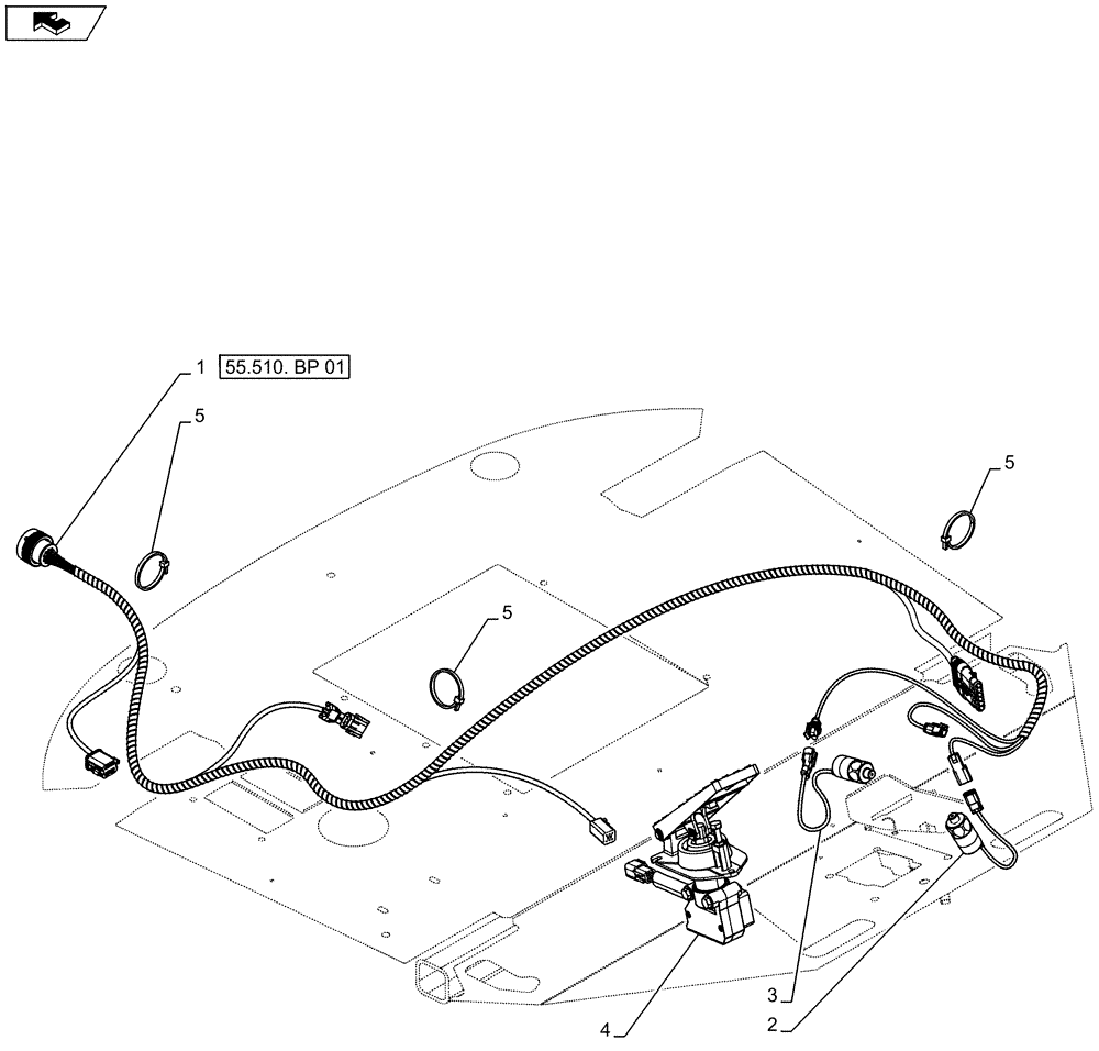 Схема запчастей Case 621F - (55.510.BP) - CAB BOTTOM HARNESS INSTALLATION (55) - ELECTRICAL SYSTEMS