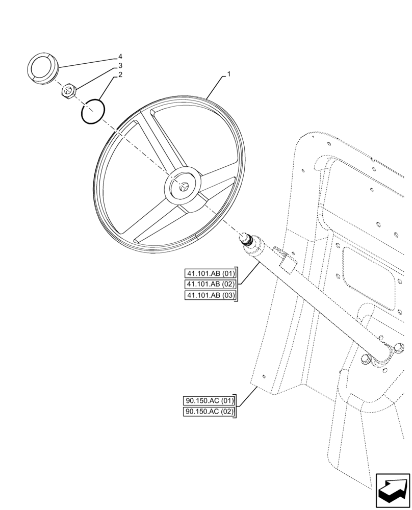 Схема запчастей Case 580N EP - (41.101.AJ) - STEERING WHEEL (41) - STEERING