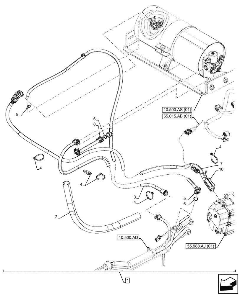 Схема запчастей Case 580SN - (10.500.AG[01]) - DEF LINES (10) - ENGINE