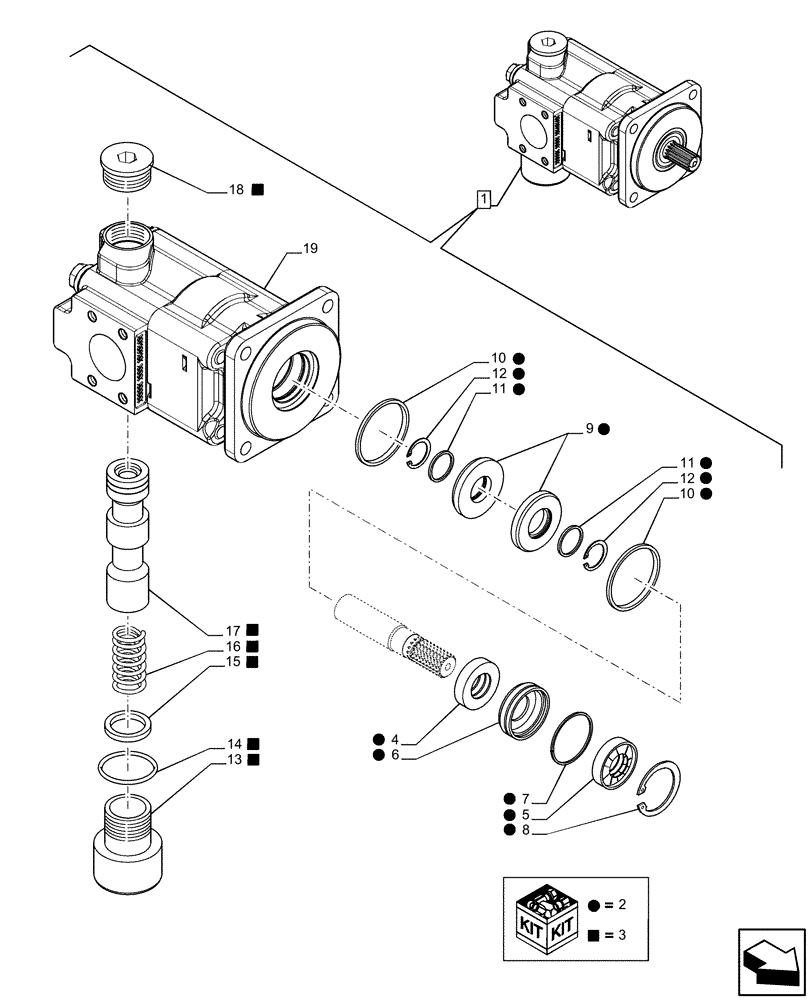 Схема запчастей Case 570N EP - (35.106.AD[01]) - HYDRAULIC PUMP, STANDARD , ASSY - PARKER (35) - HYDRAULIC SYSTEMS