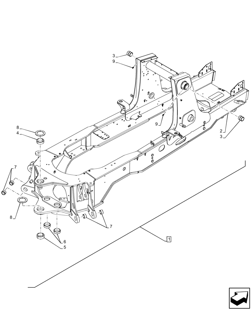 Схема запчастей Case 580N EP - (39.100.AB[01]) - MAIN FRAME (39) - FRAMES AND BALLASTING