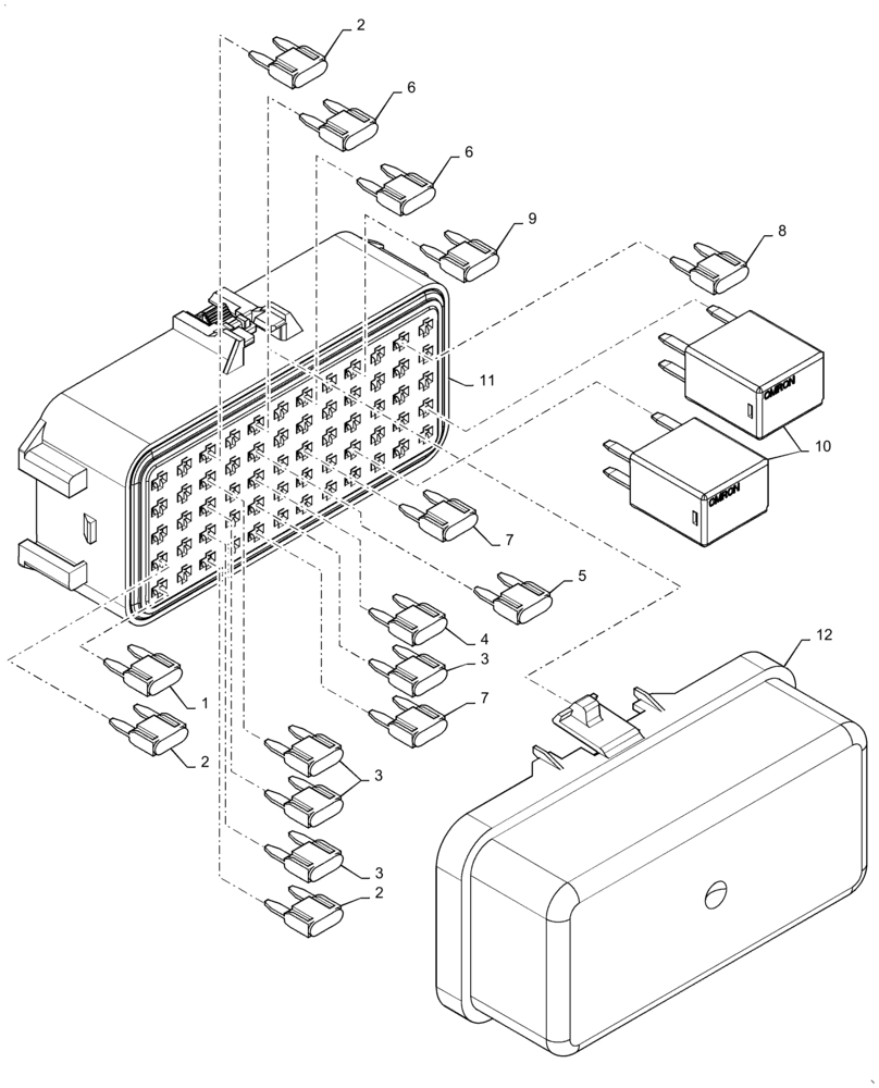 Схема запчастей Case SR130 - (55.100.DO[02]) - FUSE BOX #2, EH (55) - ELECTRICAL SYSTEMS