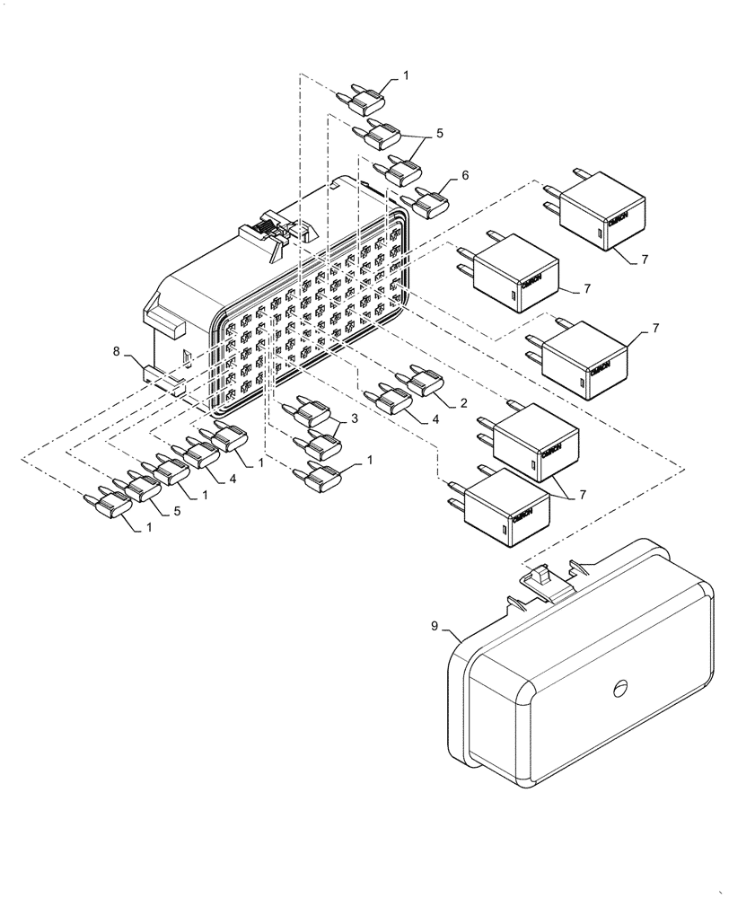 Схема запчастей Case SR250 - (55.100.DO[03]) - FUSE BOX #1, MECHANICAL, EH, EHF (55) - ELECTRICAL SYSTEMS