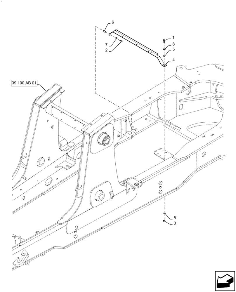 Схема запчастей Case 570N EP - (39.100.AC[01]) - FRAME BRACKET WITHOUT PTO (39) - FRAMES AND BALLASTING