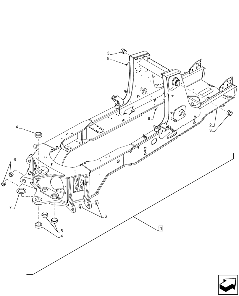 Схема запчастей Case 590SN - (39.100.AB[01]) - MAIN FRAME (39) - FRAMES AND BALLASTING