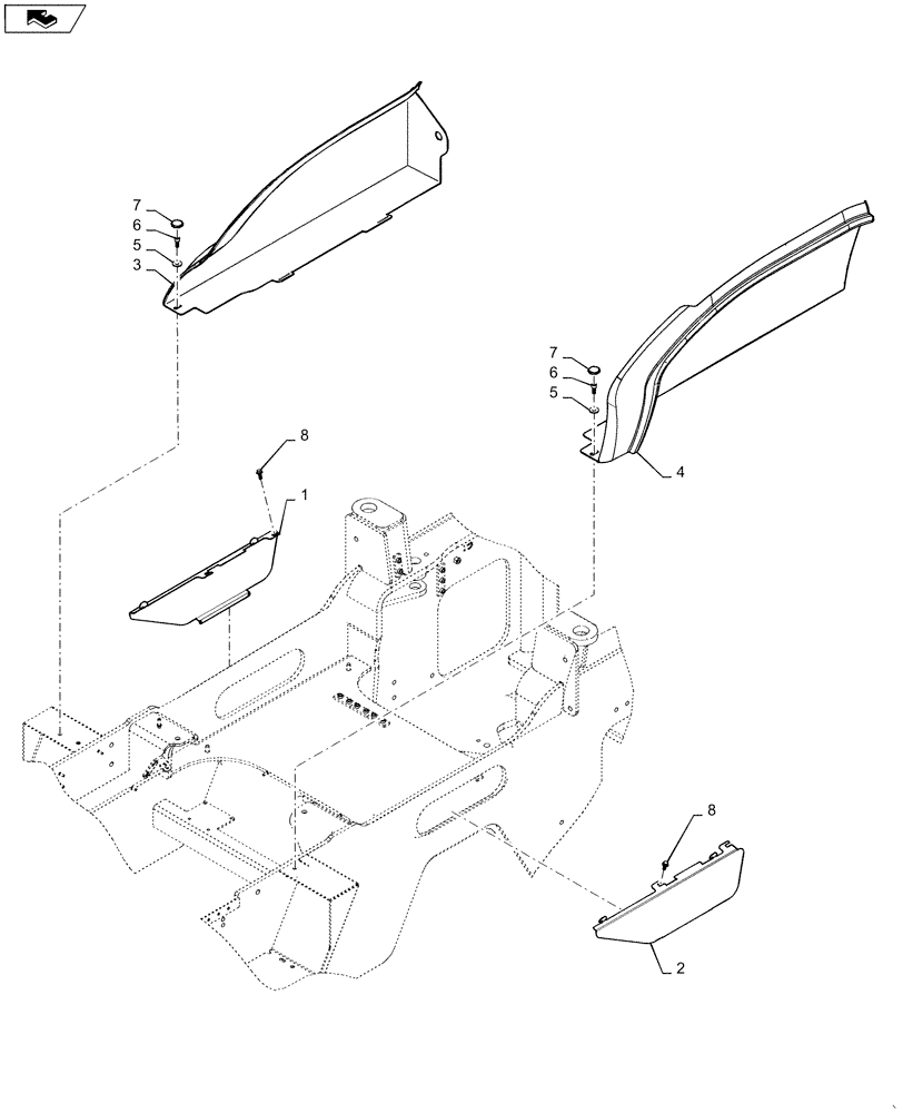 Схема запчастей Case 621F - (90.116.AG) - WHEEL WELL GUARD (90) - PLATFORM, CAB, BODYWORK AND DECALS