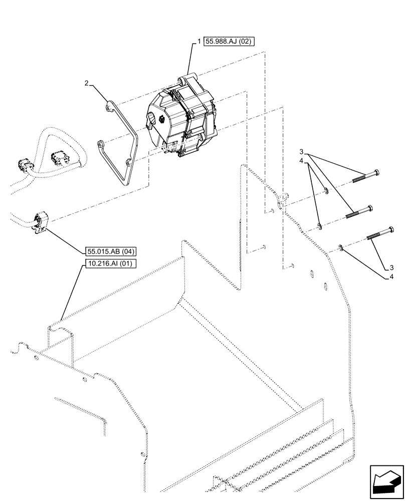 Схема запчастей Case 580SN - (55.988.AJ[01]) - DEF LINES, DCU (55) - ELECTRICAL SYSTEMS