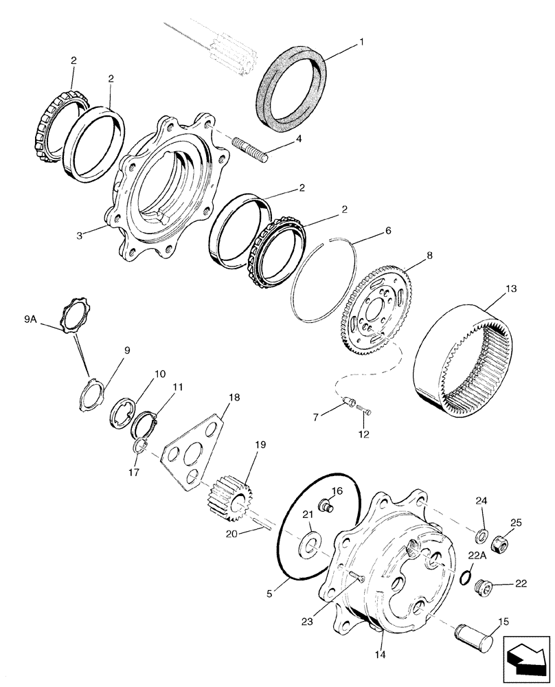 Схема запчастей Case 580SM - (06-06) - AXLE, FRONT DRIVE - PLANETARY (06) - POWER TRAIN