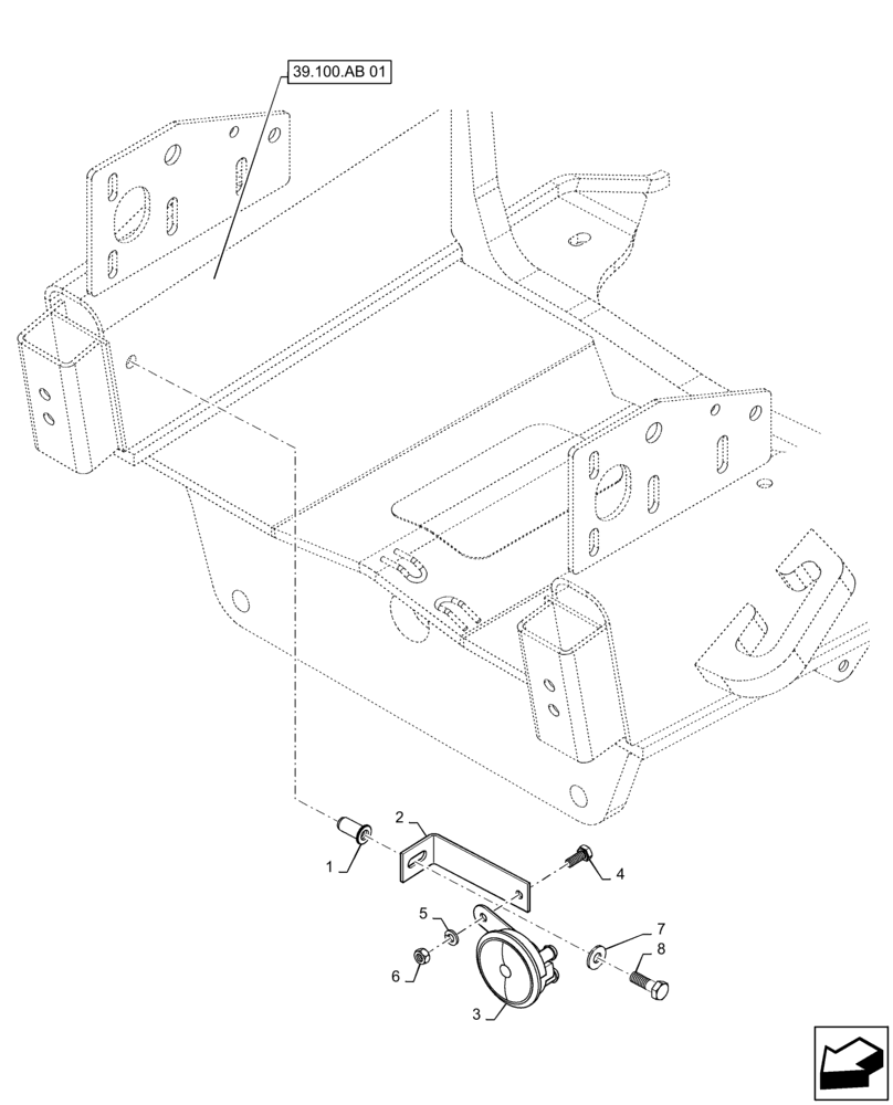 Схема запчастей Case 570N EP - (55.408.AG[01]) - HORN (55) - ELECTRICAL SYSTEMS