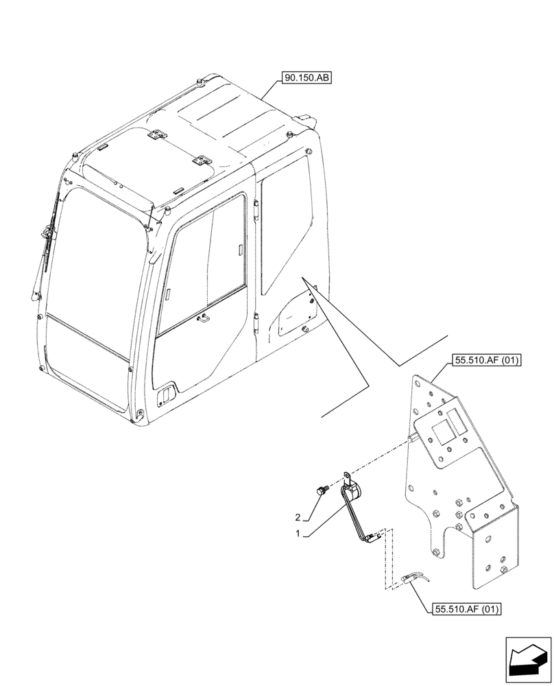 Схема запчастей Case CX250D LC - (55.408.AG[02]) - VAR - 781128 - HORN, QUICK COUPLER (55) - ELECTRICAL SYSTEMS