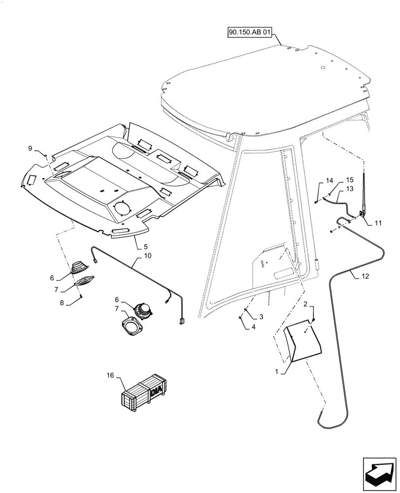 Схема запчастей Case 570N EP - (55.512.AA[01]) - VAR - 747775 - RADIO, CAB (55) - ELECTRICAL SYSTEMS