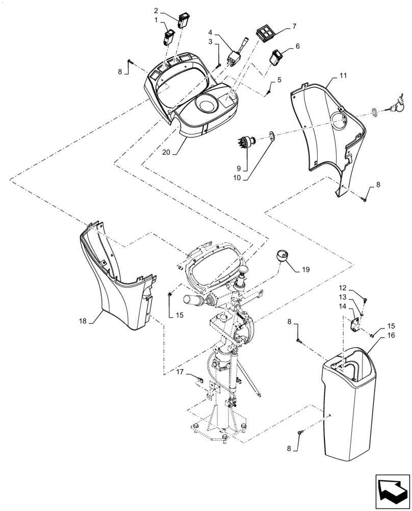 Схема запчастей Case 621F - (41.101.AC) - STEERING HOUSING AND COVERS (41) - STEERING