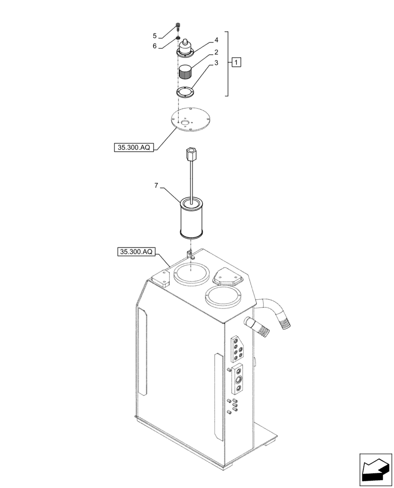 Схема запчастей Case CX300D LC - (35.300.BE) - HYDRAULIC OIL RESERVOIR, BREATHER (35) - HYDRAULIC SYSTEMS