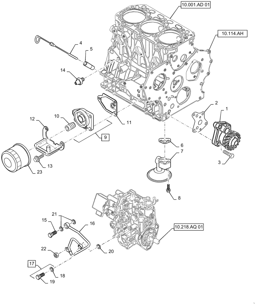 Схема запчастей Case CX31B - (10.304.AC) - LUB. OIL SYSTEM (10) - ENGINE