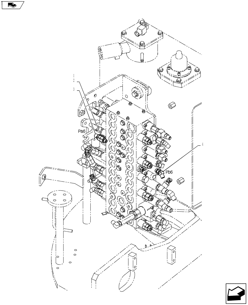 Схема запчастей Case CX55BMSR - (01-041[05]) - CONTROL LINES, MAIN (ROTARY, NIBBLER & BREAKER) (35) - HYDRAULIC SYSTEMS