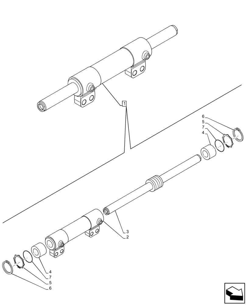 Схема запчастей Case 590SN - (41.216.AN[02]) - FRONT AXLE, STEERING CYLINDER (41) - STEERING