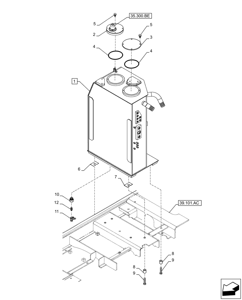 Схема запчастей Case CX300D LC - (35.300.AQ) - HYDRAULIC OIL RESERVOIR (35) - HYDRAULIC SYSTEMS