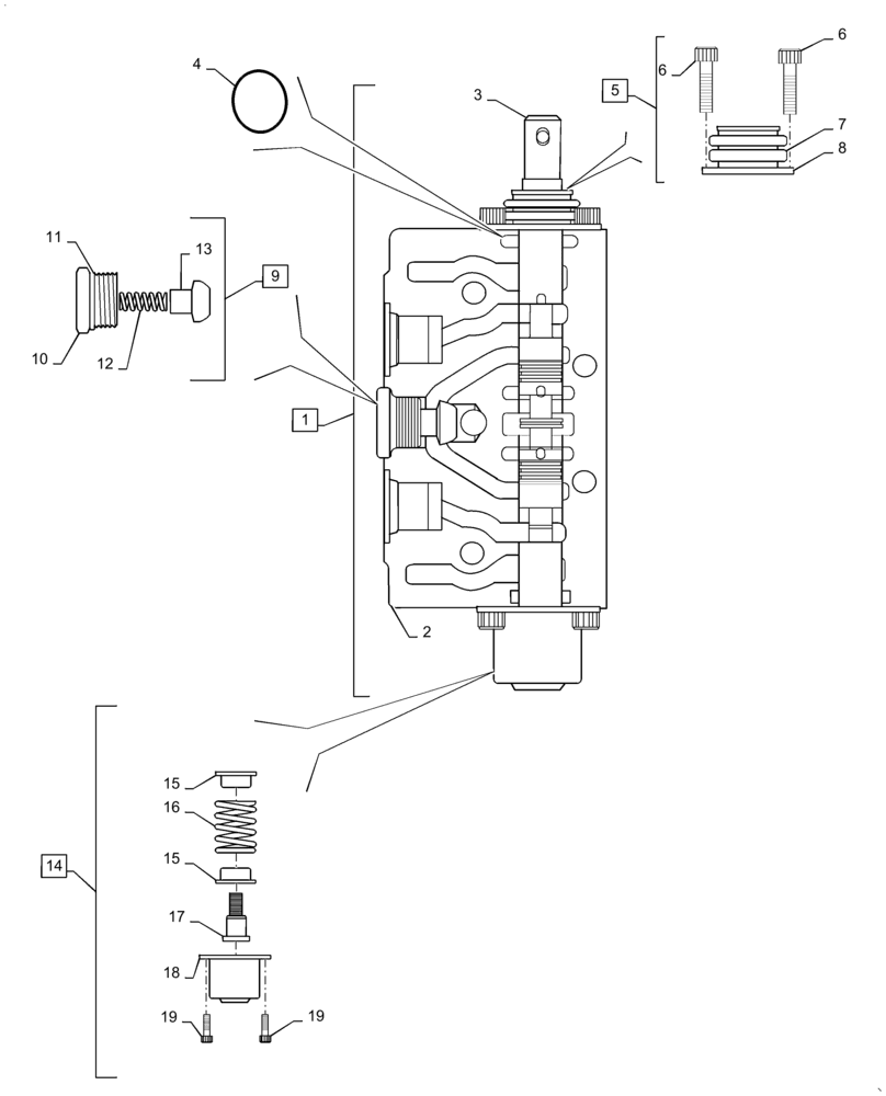 Схема запчастей Case 570N EP - (35.114.AA[09]) - 3 POINT HITCH, 4 SPOOL & 5 SPOOL CONTROL VALVE SECTION (35) - HYDRAULIC SYSTEMS