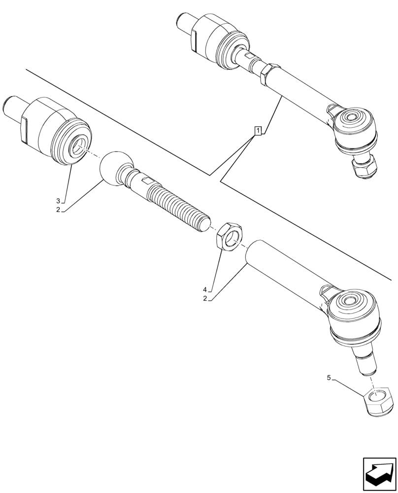 Схема запчастей Case 590SN - (41.106.AD[02]) - FRONT AXLE, STEERING TIE-ROD (41) - STEERING