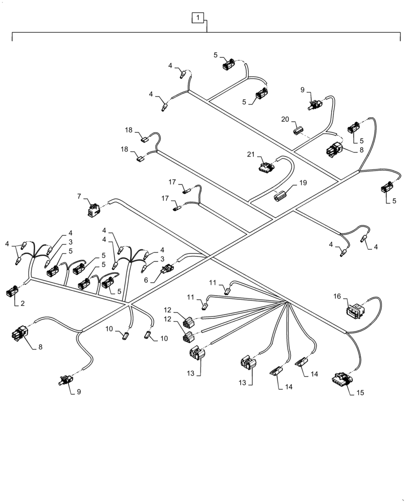 Схема запчастей Case 570N EP - (55.110.AF[01]) - VAR 747853 - CAB WIRE HARNESS WITH A/C (55) - ELECTRICAL SYSTEMS