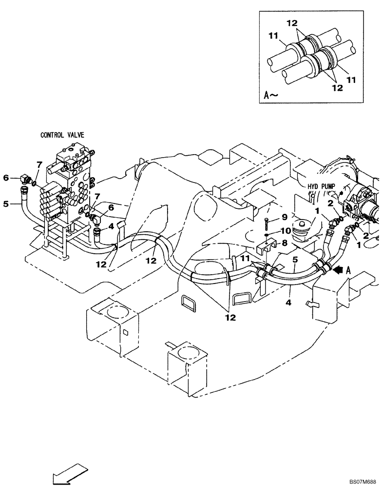 Схема запчастей Case CX75SR - (08-04) - HYDRAULICS - CONTROL VALVE SUPPLY (08) - HYDRAULICS