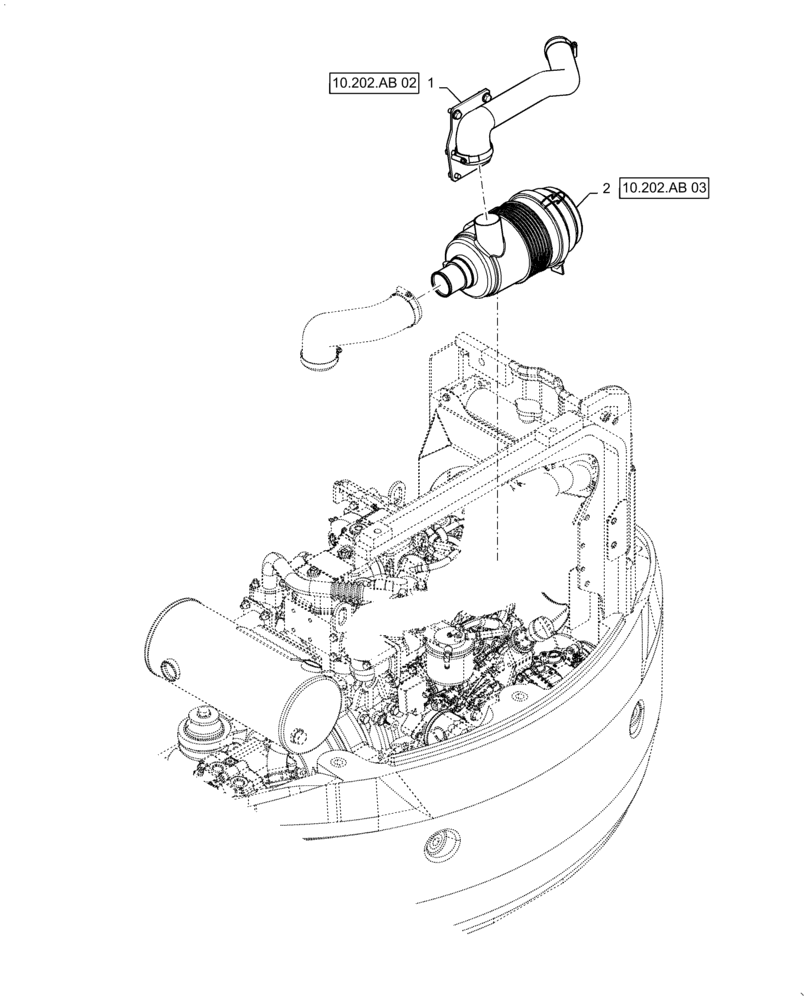 Схема запчастей Case CX36B - (10.202.AB[01]) - AIR CLEANER ASSY (10) - ENGINE