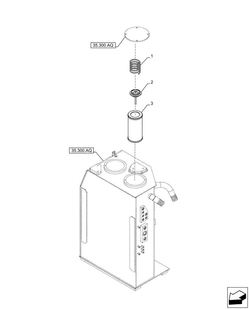 Схема запчастей Case CX300D LC - (35.300.AN[01]) - HYDRAULIC OIL RESERVOIR, OIL FILTER (35) - HYDRAULIC SYSTEMS