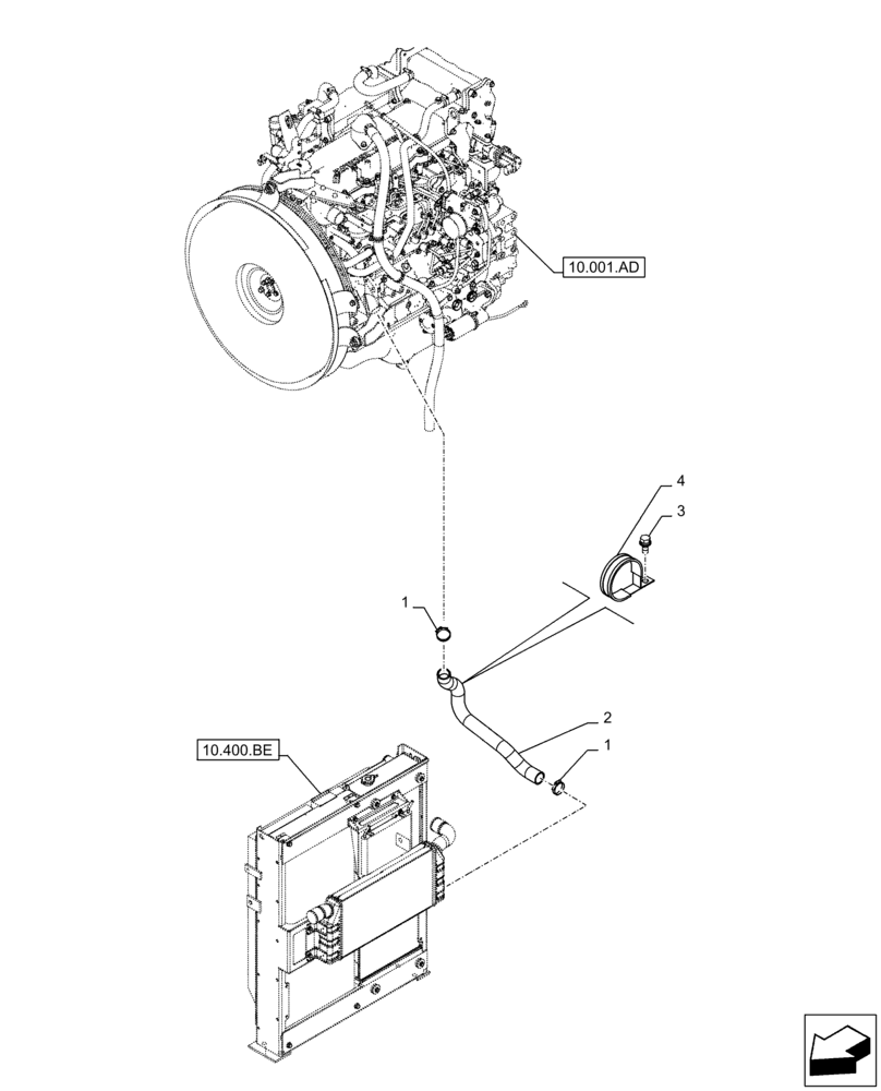 Схема запчастей Case CX250D LC LR - (10.400.AP) - RADIATOR HOSE (10) - ENGINE
