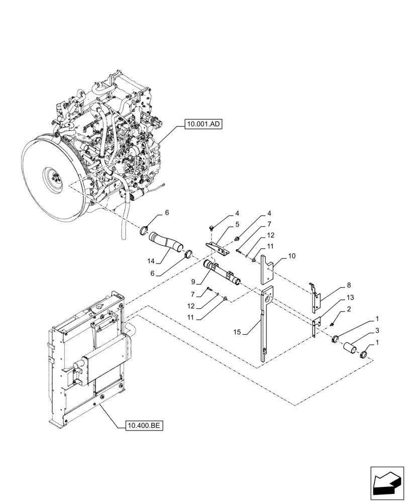 Схема запчастей Case CX250D LC LR - (10.310.AD) - AFTERCOOLER LINE, ENGINE (10) - ENGINE