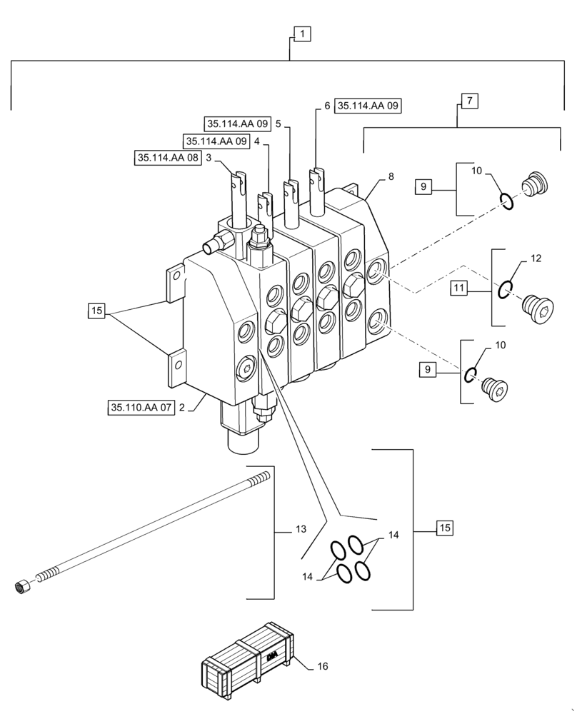 Схема запчастей Case 570N EP - (35.114.AA[03]) - VAR - 747876 - 3 POINT HITCH, 4 SPOOL VALVE ASSY (35) - HYDRAULIC SYSTEMS