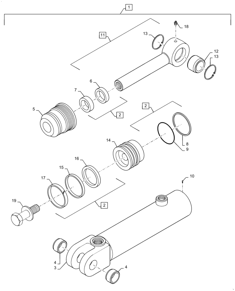 Схема запчастей Case 570N EP - (35.116.AH[02]) - 3 POINT HITCH TILT CYLINDER (35) - HYDRAULIC SYSTEMS