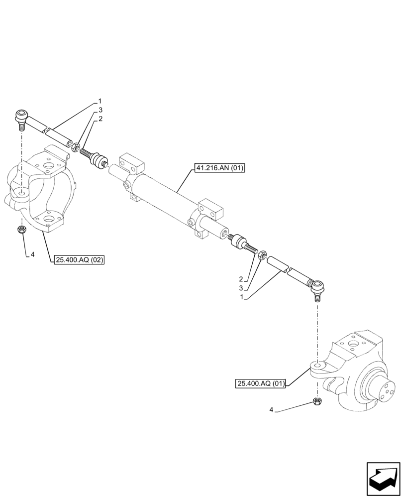 Схема запчастей Case 580N EP - (41.106.AD) - FRONT AXLE, STEERING TIE-ROD, 2WD (41) - STEERING