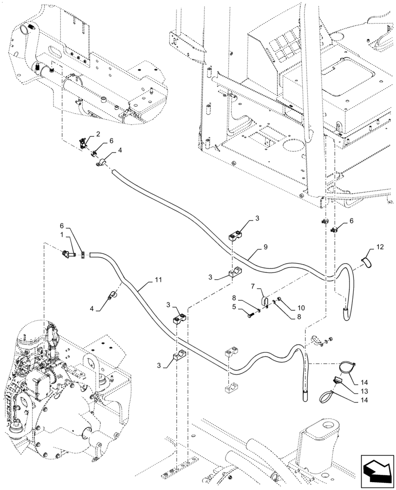 Схема запчастей Case 721F - (50.100.AC) - HEATER LINES INSTALLATION (50) - CAB CLIMATE CONTROL