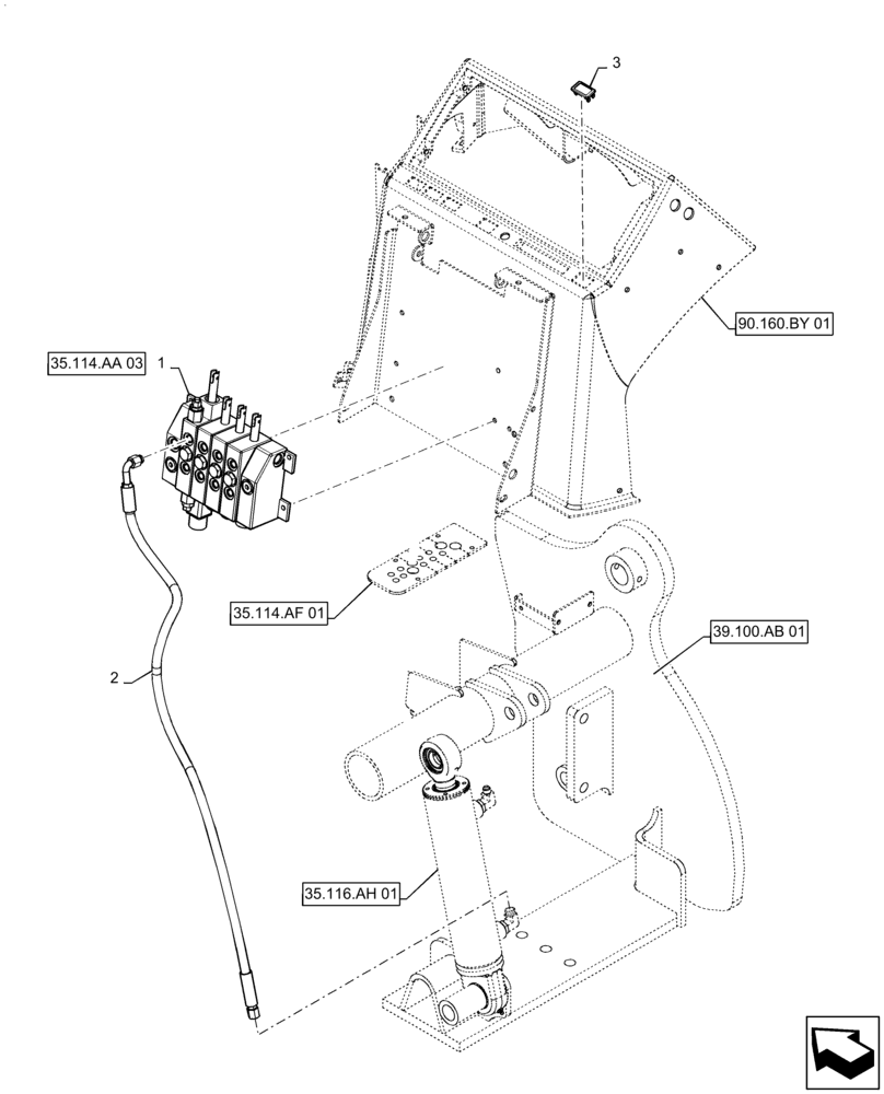 Схема запчастей Case 570N EP - (35.114.AA[01]) - 3 POINT HITCH, 4 SPOOL VALVE, SINGLE TILT, WITHOUT HOLDING VALVE (35) - HYDRAULIC SYSTEMS