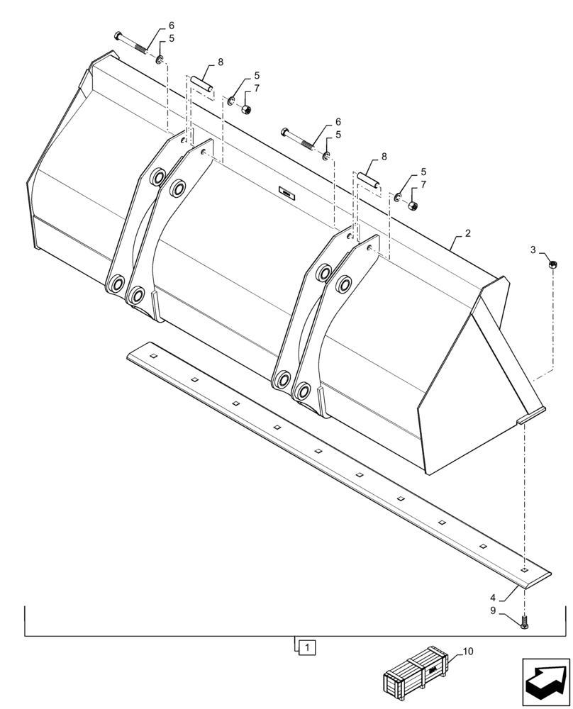 Схема запчастей Case 570N EP - (82.300.AN[03]) - VAR - 747539 - LOADER BUCKET, 93" (82) - FRONT LOADER & BUCKET